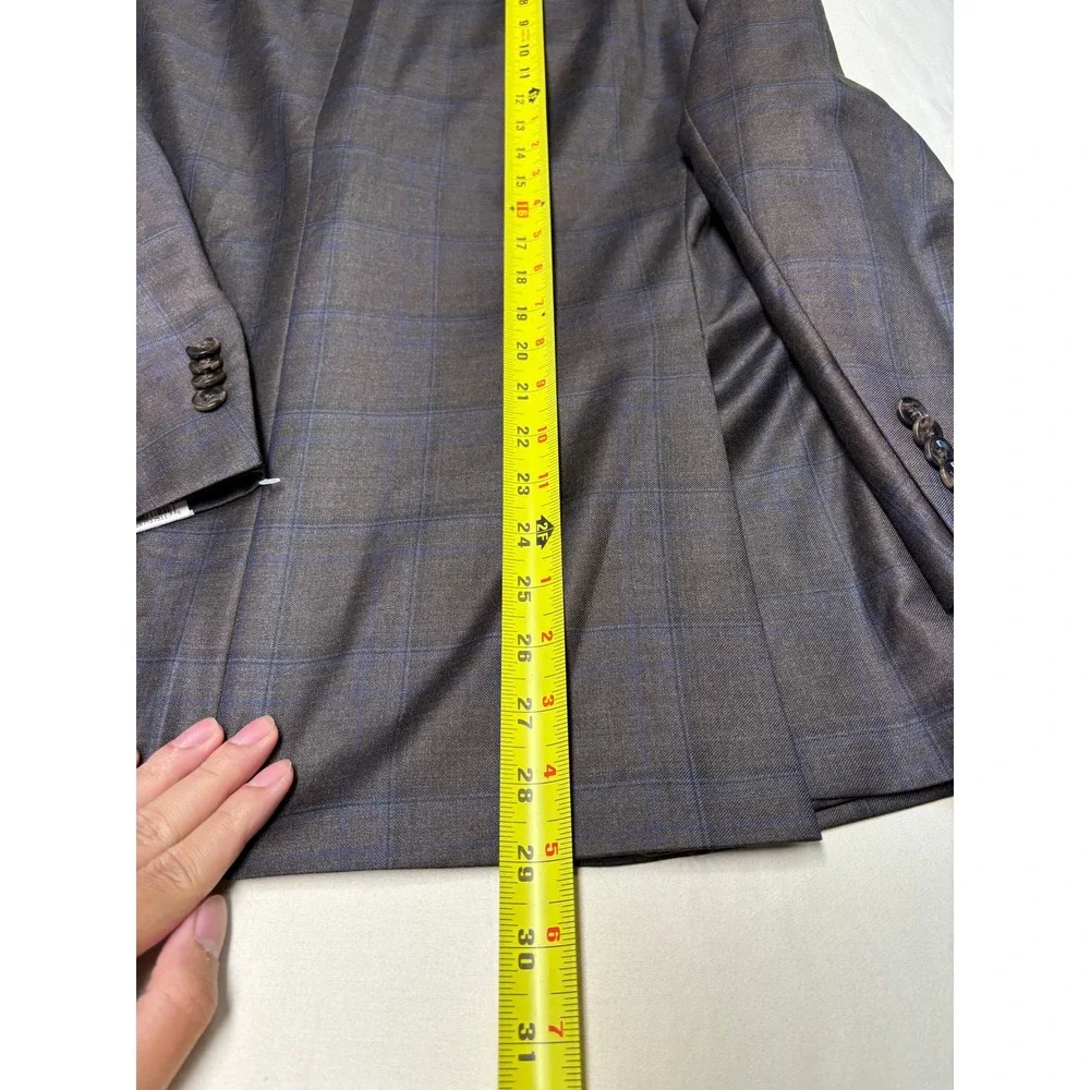 NWT Peter Millar SB Flynn Grey Windowpane Plaid 100% Wool Blazer Mens 44S $595